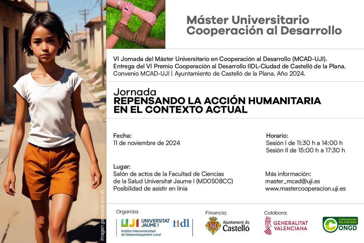 Máster en Cooperación al Desarrollo_UJI (On line) (@mcaduji) on Twitter photo El próximo lunes tenemos la Jornada Repensando la #AcciónHumanitaria en el contexto #actual podéis asistir presencial o en línea, inscripción: e-ujier.uji.es/pls/www/!uji_f…
Más información: uji.es/estudis/base/2… organiza <a href="/iidl_es/">IIDL - UJI</a> <a href="/AjuntCastello/">Ajuntament de Castelló</a> #SomUJI El próximo lunes tenemos la Jornada Repensando la #AcciónHumanitaria en el contexto #actual podéis asistir presencial o en línea, inscripción: e-ujier.uji.es/pls/www/!uji_f…
Más información: uji.es/estudis/base/2… organiza <a href="/iidl_es/">IIDL - UJI</a> <a href="/AjuntCastello/">Ajuntament de Castelló</a> #SomUJI
