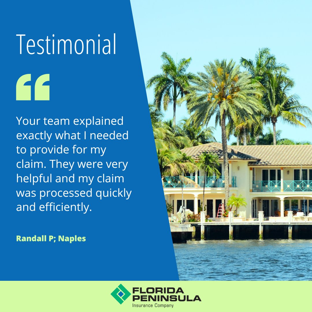 FLPenInsCo's tweet image. Helpful and efficient – that’s how Randall in Naples describes his claim experience with Florida Peninsula. Find out how we can assist you, too: floridapeninsula.com/reviews?utm_so…

#ClientLove #FloridaPeninsula #QuickClaims