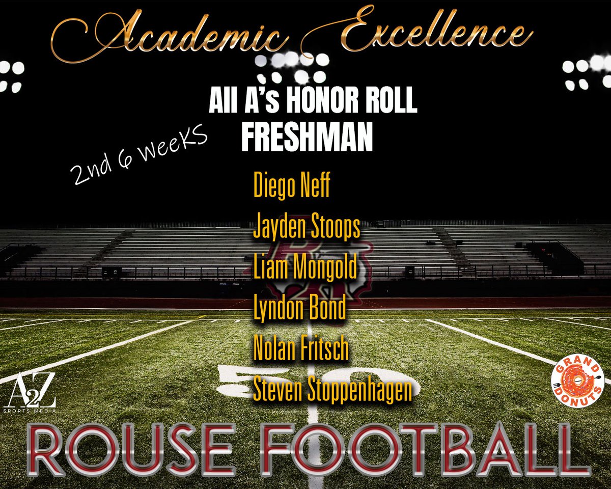A2ZSportsMedia's tweet photo. Big time congratulations to the @1RoUSeFB Student-Athletes who made the ALL A's Honor Roll. @RouseRaidersFB https://t.co/nQyn6ByfeI