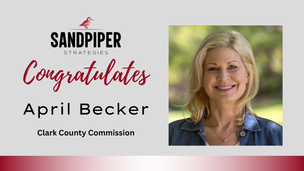SandpiperStrat's tweet photo. Congratulations to @VoteAprilBecker on her win in Clark County! 📍#NV https://t.co/N97uWj9RKj