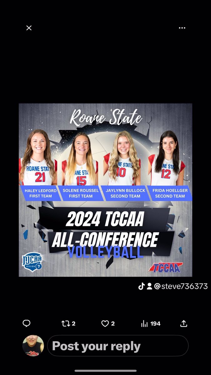 RoaneStateVB's tweet image. Congrats