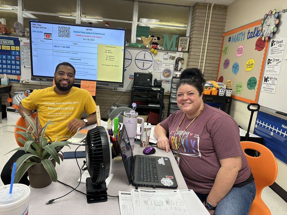 Mrssmart615's tweet photo. What a way to the end the week! 5th grade Ts at @SmithES_AISD engaged in deep analysis of student work, reflecting on their own practices & sparking discussions about prior/future learning! They also both grew on the Q1 SMART goal from EOM1 to EOM2! 🎉 #Math4Ward #AldineImpact https://t.co/HzbJU0rIpc