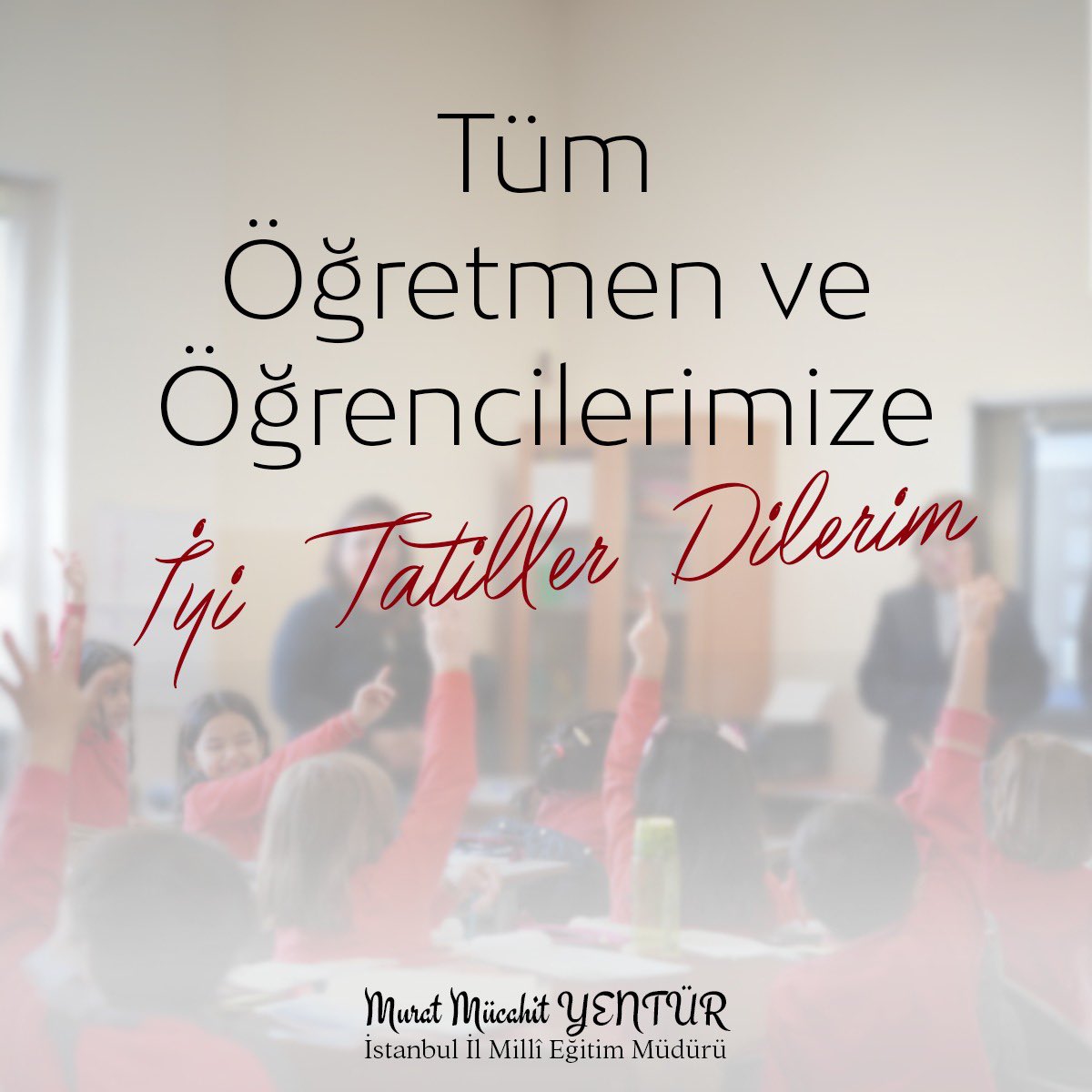 ✨ Ülkemizi yarınlara taşıyacak olan sevgili öğrencilerimize ve onları hayata hazırlayan kıymetli öğretmenlerimize, 18 Kasım Pazartesi günü tekrar buluşana dek mutlu, huzurlu ve sağlıklı bir ara tatil; öğretmenlerimize, bu süreçte katılacakları seminerlerde başarılar diliyorum.