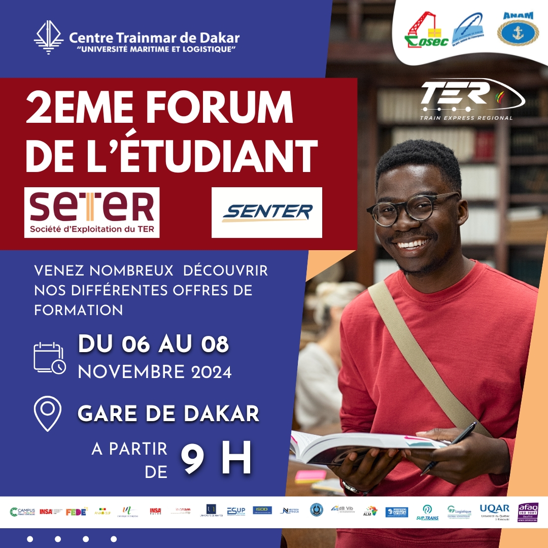 centretrainmar's tweet photo. Le Centre Trainmar de Dakar était présent au 2ème Forum de l'Etudiant organisé par la SETER &amp; SENTER , sur l'esplanade de la Gare du TER de Dakar.

#forumdeletudiant #ctd #centretrainmardedakar #dakar #senegal #garededakar #ter #transportlogistique #licence #master https://t.co/MikvdJDkhy