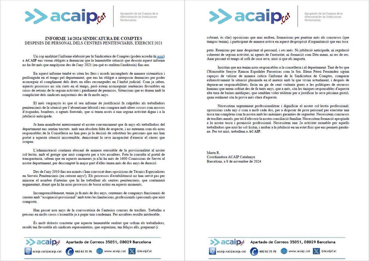 ACAIP Centre Penitenciari Quatre Camins tweet media