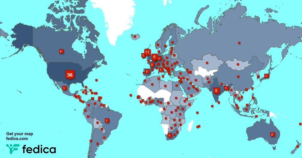 I have 23 new followers from Brazil, and more last week. See fedica.com/!HansB001