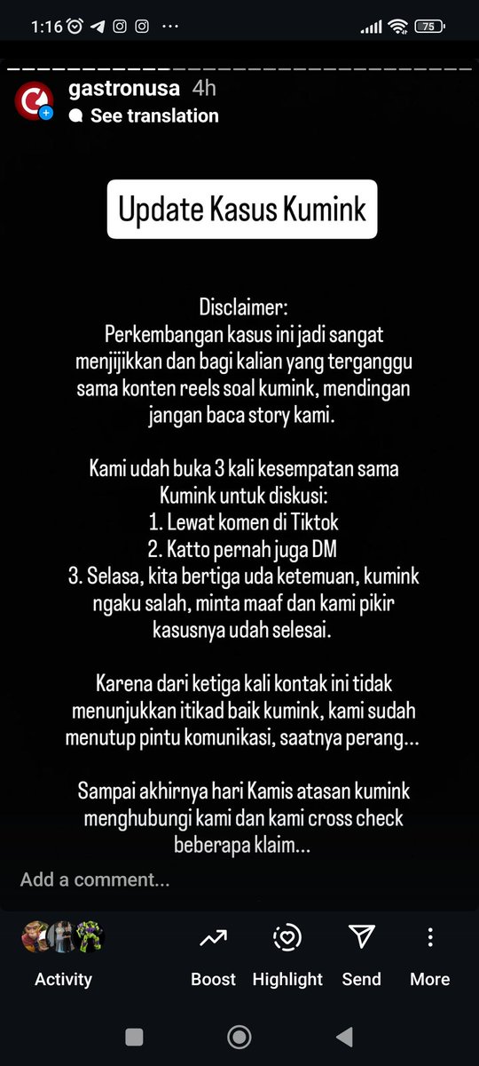 1. Update Soal Kasus Chef Kumink: Ternyata Play Victim? 

Tadinya kami pikir kasus ini udah selesai waktu kita ketemuan di hari Selasa, tapi setelah kami kroscek ke atasannya, ternyata terungkap fitnah kejinya! 

Semoga yang di industri efenbi kasih perhatian khusus!