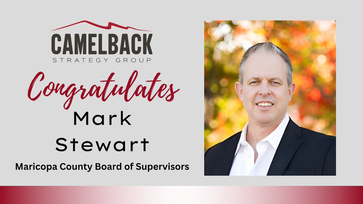 Camelback Strategy Group (@camelbackstrat) on Twitter photo Congratulations to <a href="/MarkStewart_AZ/">Mark Stewart Maricopa County Supervisor District 1</a> on his win in #Maricopa! Congratulations to <a href="/MarkStewart_AZ/">Mark Stewart Maricopa County Supervisor District 1</a> on his win in #Maricopa!