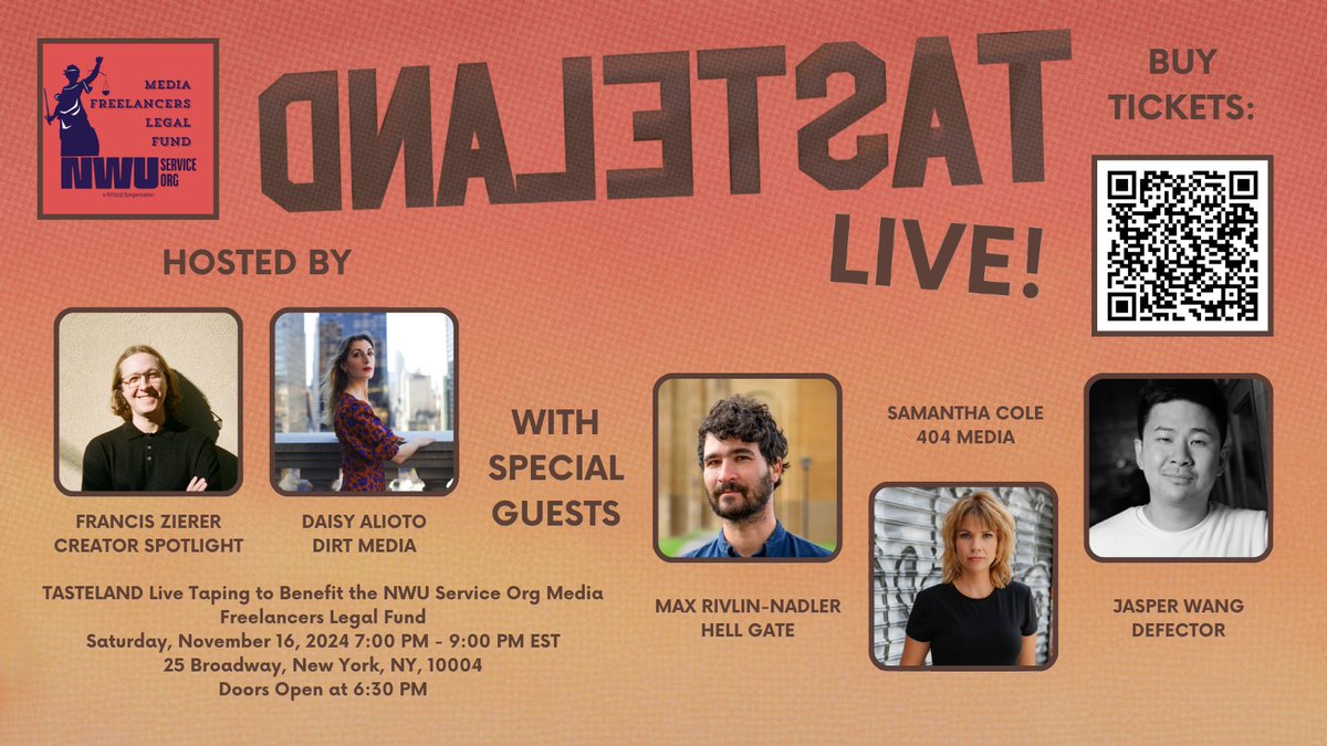 David Hill (@davehill77) on Twitter photo Next Saturday we are having a fundraiser in NYC for a new 501c3 legal fund for media freelancers. @fzierer and <a href="/daisandconfused/">Daisy Alioto</a> talking to <a href="/MaxRivlinNadler/">Max RN</a> <a href="/samleecole/">Samantha Cole</a> and Jasper Wang. If you can't make it, you can still donate at the ticketing link: zeffy.com/ticketing/12cf⦠Next Saturday we are having a fundraiser in NYC for a new 501c3 legal fund for media freelancers. @fzierer and <a href="/daisandconfused/">Daisy Alioto</a> talking to <a href="/MaxRivlinNadler/">Max RN</a> <a href="/samleecole/">Samantha Cole</a> and Jasper Wang. If you can't make it, you can still donate at the ticketing link: zeffy.com/ticketing/12cfā¦