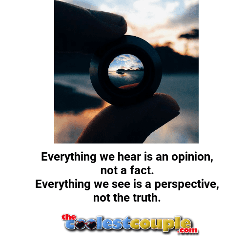 Everything we hear is an opinion, not a fact.
Everything we see is a perspective, not the truth.

👉👉 TheCoolestCouple.com/FreeResource