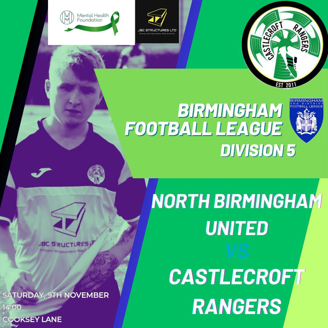 CastlecroftRngr's tweet photo. Tomorrow we’re back in league action as we travel to Cooksey Lane to take on North Birmingham United. https://t.co/asGEs5ZtWV