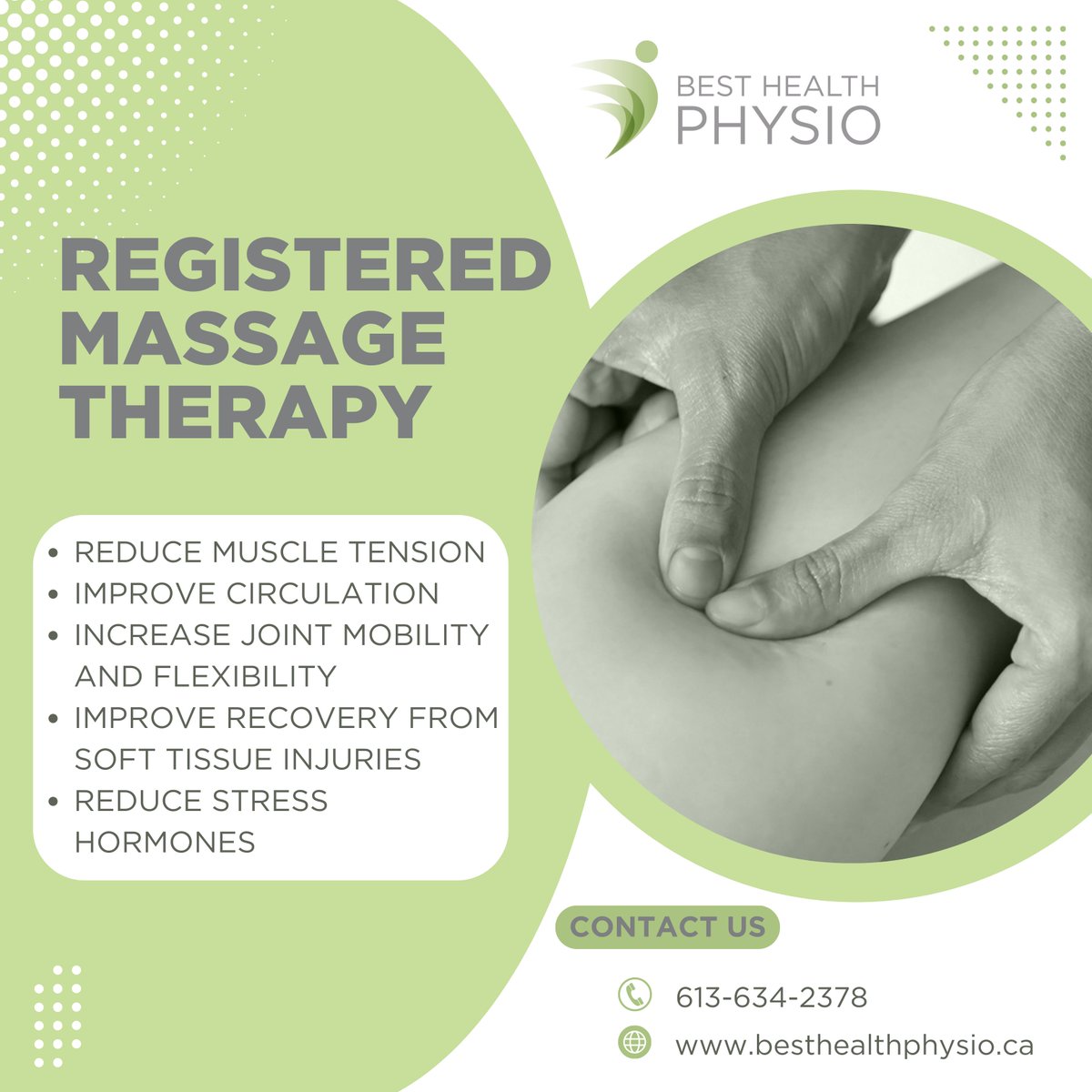 BestHPT's tweet photo. Relieve tension, reduce pain, and improve mobility with Registered Massage Therapy! 👐 Whether you’re recovering from an injury or simply need to relax, our skilled RMTs Marianne Irwin &amp; Sean Dunikowski can help. Book your session at Best Health Physio today! #MassageTherapy #ygk https://t.co/uoXcLDj58g