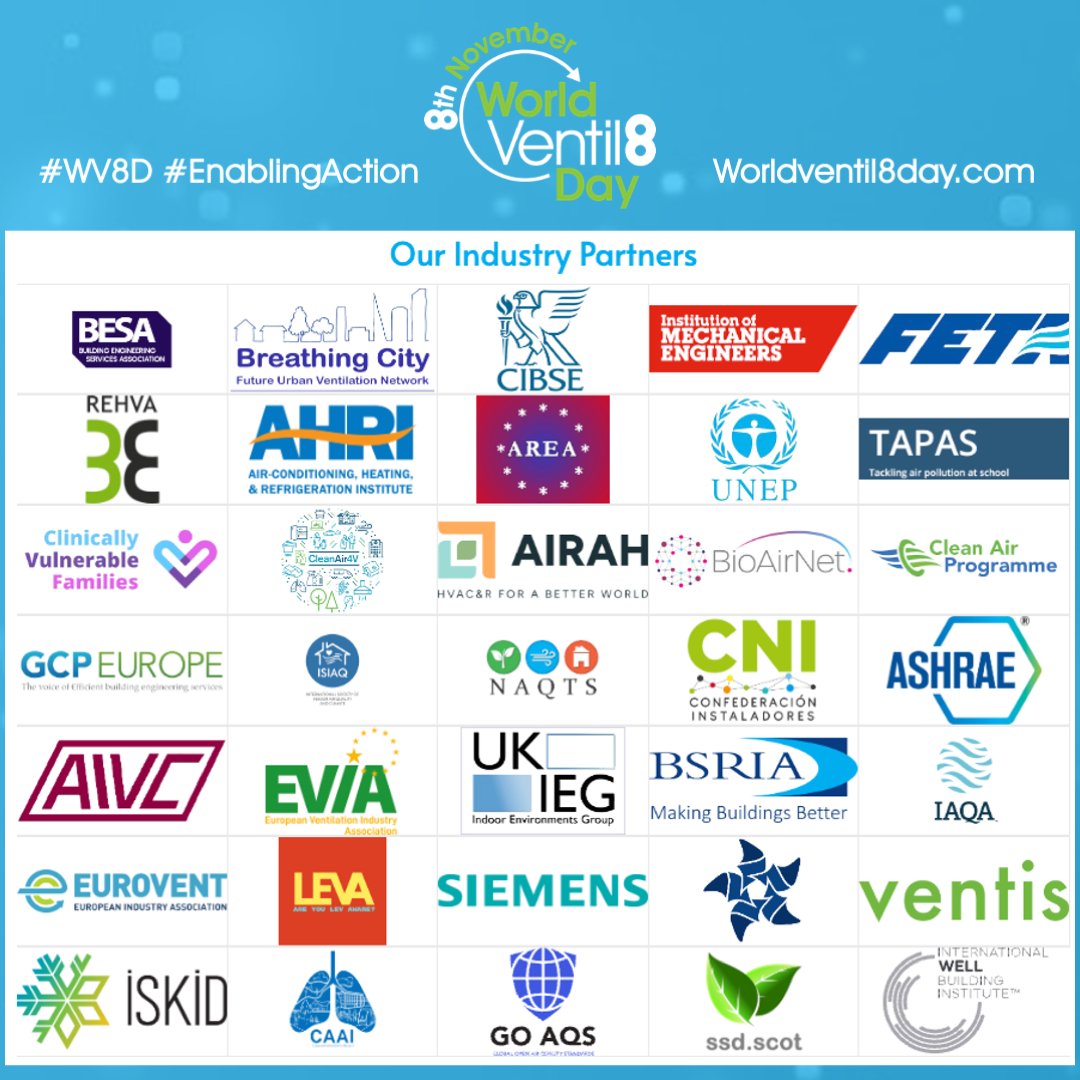 🟢 𝗪𝗢𝗥𝗟𝗗 𝗩𝗘𝗡𝗧𝗜𝗟𝟴 𝗗𝗔𝗬 🔵

Thank you to our industry partners. This list has grown today &amp; will continue to grow. If your company is not there, please head to our website and join the #WorldVentil8Day team. 

👉 lnkd.in/eN_BGRUn

#WV8D | #EnabingAction