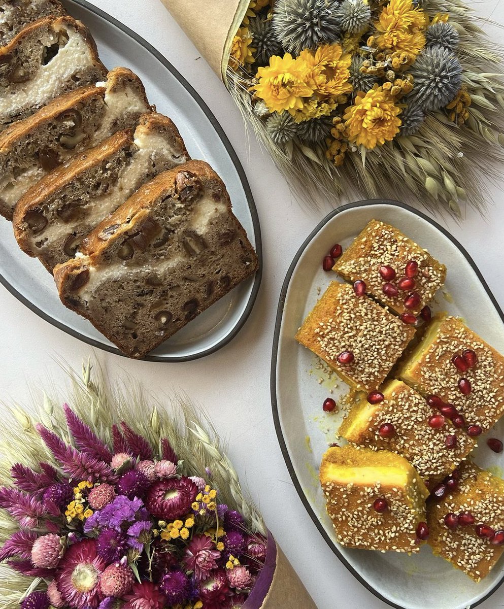 nyc! i have a dessert collab tomorrow at edy’s grocer in greenpoint starting at 10am until we sell out! 🥰 come get your 🍌 ashta stuffed food for the gods banana bread 🍌 &amp; sfouflan with toasted sesame seeds! with proceeds going to beit el baraka helping families in lebanon 🇱🇧!