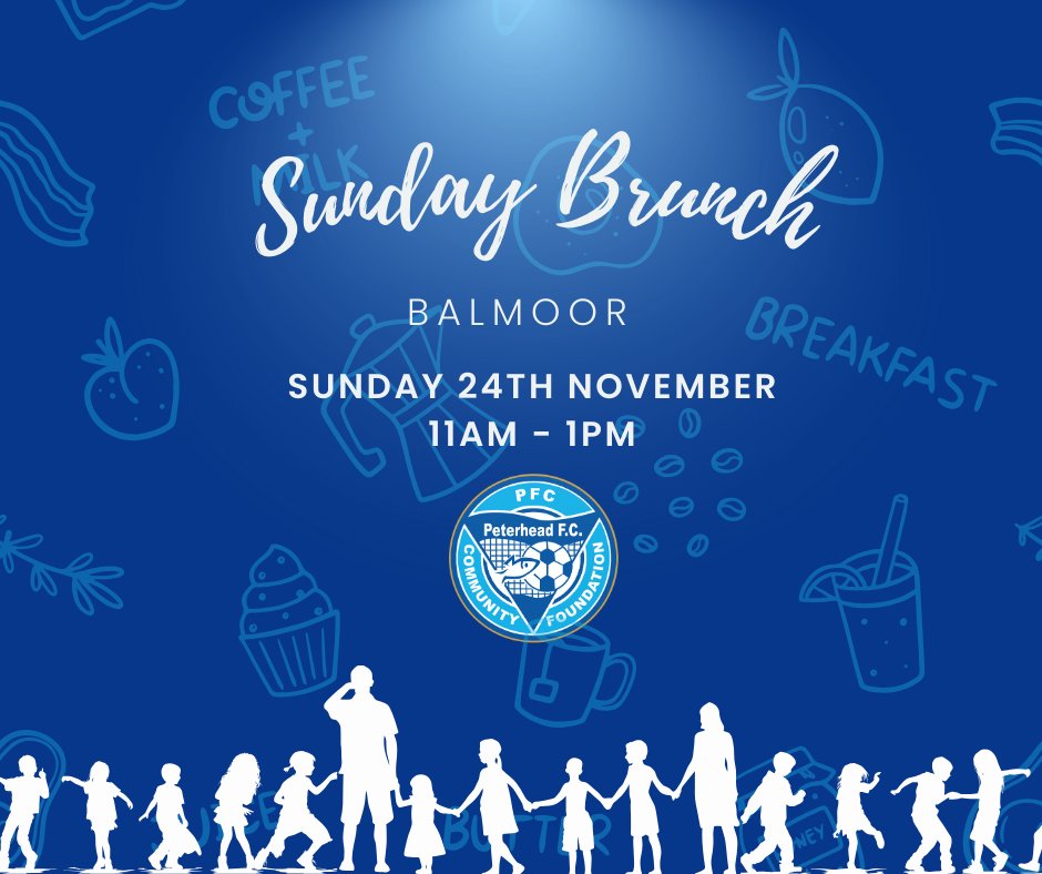 Our Sunday Brunch is open to everyone. All ages welcome for hot/cold brunch &amp; cuppa &amp; we'll have games for wee ones. Our volunteer Ian will be there with "Kit For All" if looking for kids sportswear. No need to book, just pop along &amp; we'll look forward to seeing you at Balmoor!