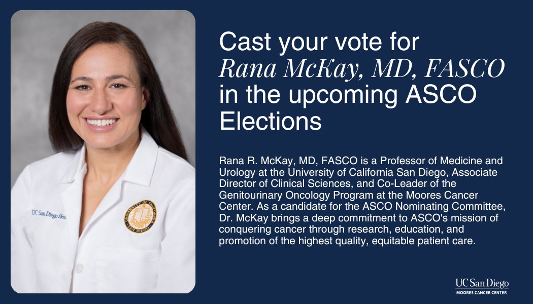 MCC's <a href="/DrRanaMcKay/">Rana McKay, MD, FASCO</a> is nominated for the <a href="/ASCO/">ASCO</a> Nominating Committee! 🎉

Dr. McKay's commitment to conquering cancer through research shines through in her many prestigious leadership positions and continually excellent patient care, and makes her an excellent choice for the