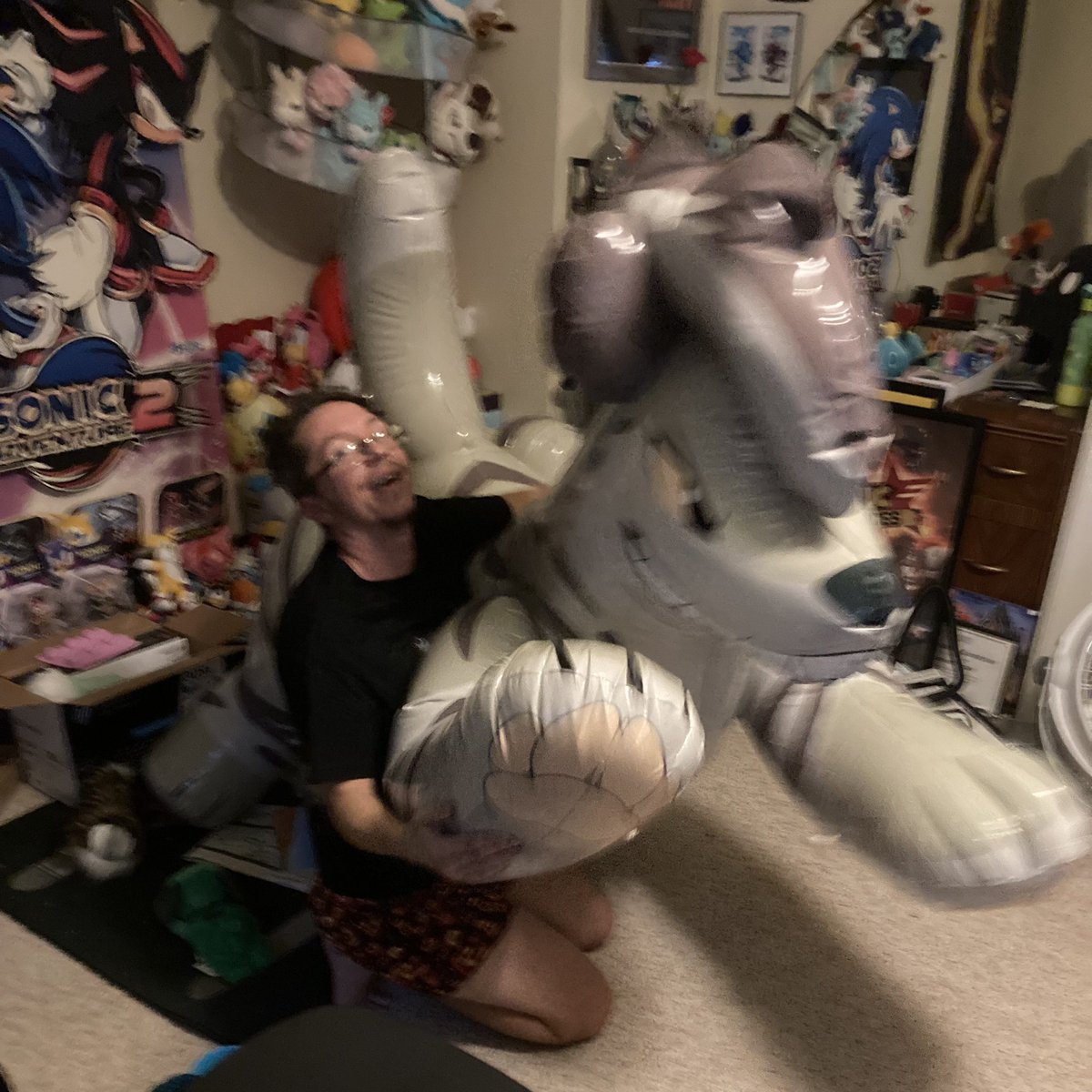 Champ_the_Fox's tweet photo. I’ve named my first inflatable Nefarious. Xe says: “Rawr~ X3” Just look at xyr teefs!

That is all. https://t.co/ynZW97CYMW