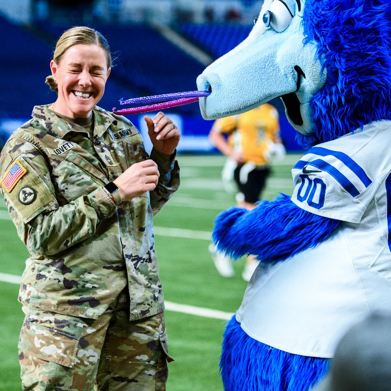 Colts's tweet photo. Our 2024 Salute to Service Award nominee is someone you all know and love. 💙

Trey Mock, @Blue, has used his platform to honor, empower and entertain service members, veterans and their families. 

To vote for Trey, click below. ⬇️