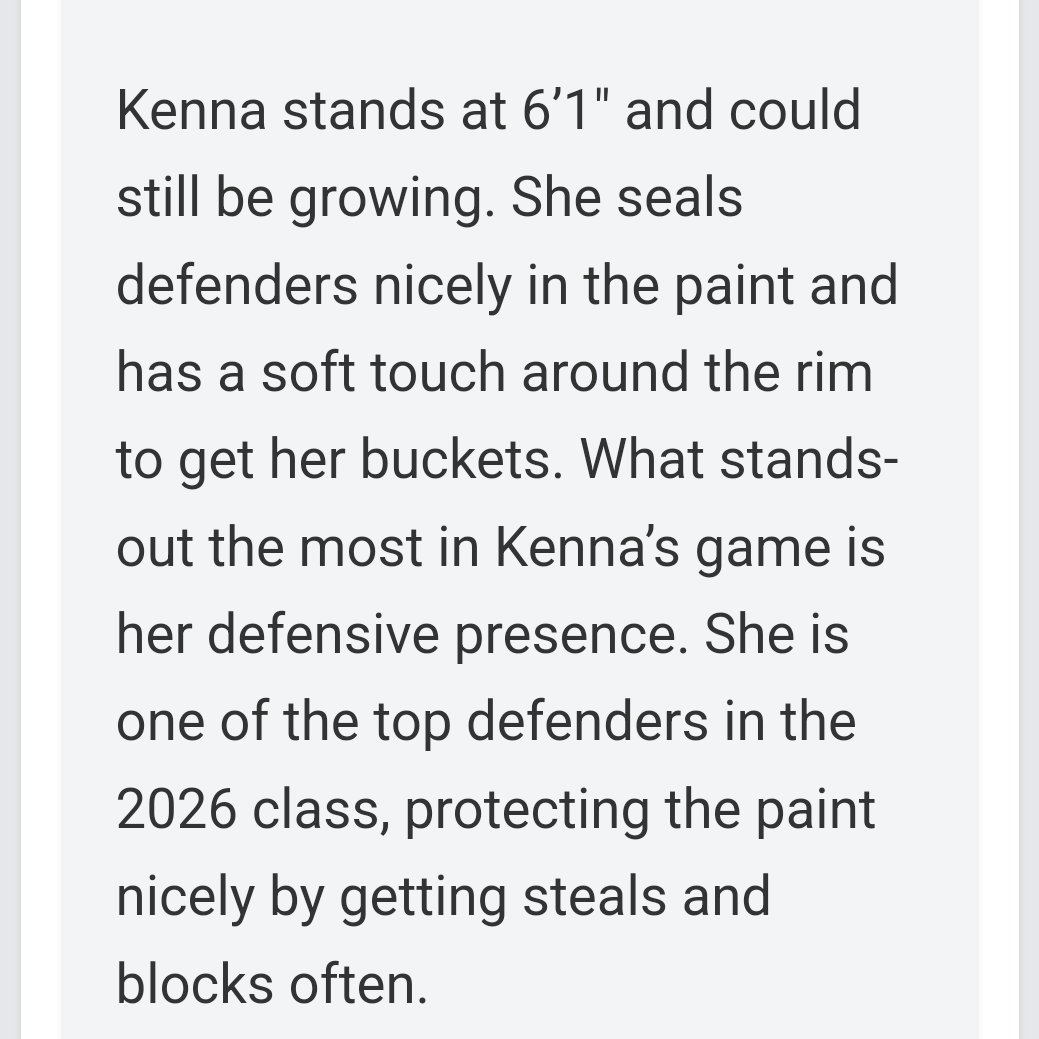 Thank you for the writeup, Prep Girls Hoops. I am honored to be recognized as a top defender in my class of 2026. Junior season begins in 10 days!