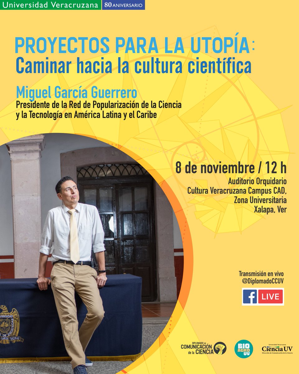 Estamos en vivo desde la #UniversidadVeracruzana 📲🎙️Conéctate y aprende más de divulgación científica de la mano del presidente de la <a href="/RedPOPCyT/">RedPOP</a> #MiguelGarcíaGuerrero de <a href="/MuseoCienciaUAZ/">MuseoCienciasUAZ</a> 📡⚗️