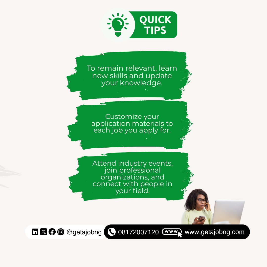 getajobngr's tweet image. Struggling to land a job? 

Discover essential strategies with these three key tips to make your job search more successful.