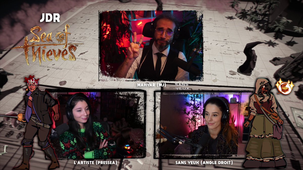 MJmahyar's tweet photo. L'immense plaisir de partager cette soirée de JDR Sea of Thieves en compagnie des Pirates @AngleDroit_ et @Pressea_ c'est parti !

En stream🌪️ https://t.co/Mp5lWTNanj https://t.co/qqxVOgIyVI