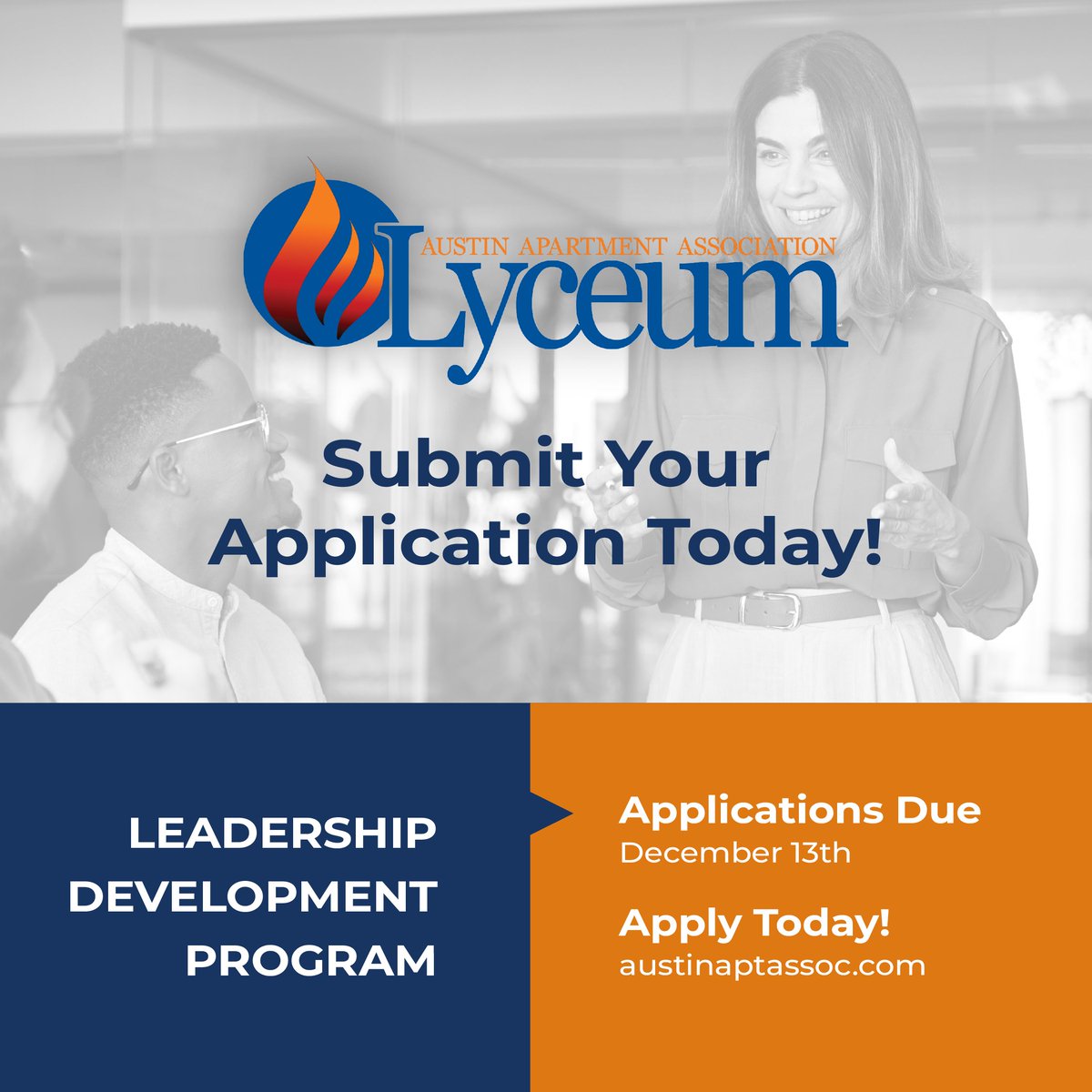 Looking to elevate your leadership skills? Apply now for the AAA Leadership Lyceum! This program builds your leadership skills, expands your industry knowledge, and connects you with influential leaders and peers in multifamily housing.

Learn more at at ow.ly/jXTl50U2cEa