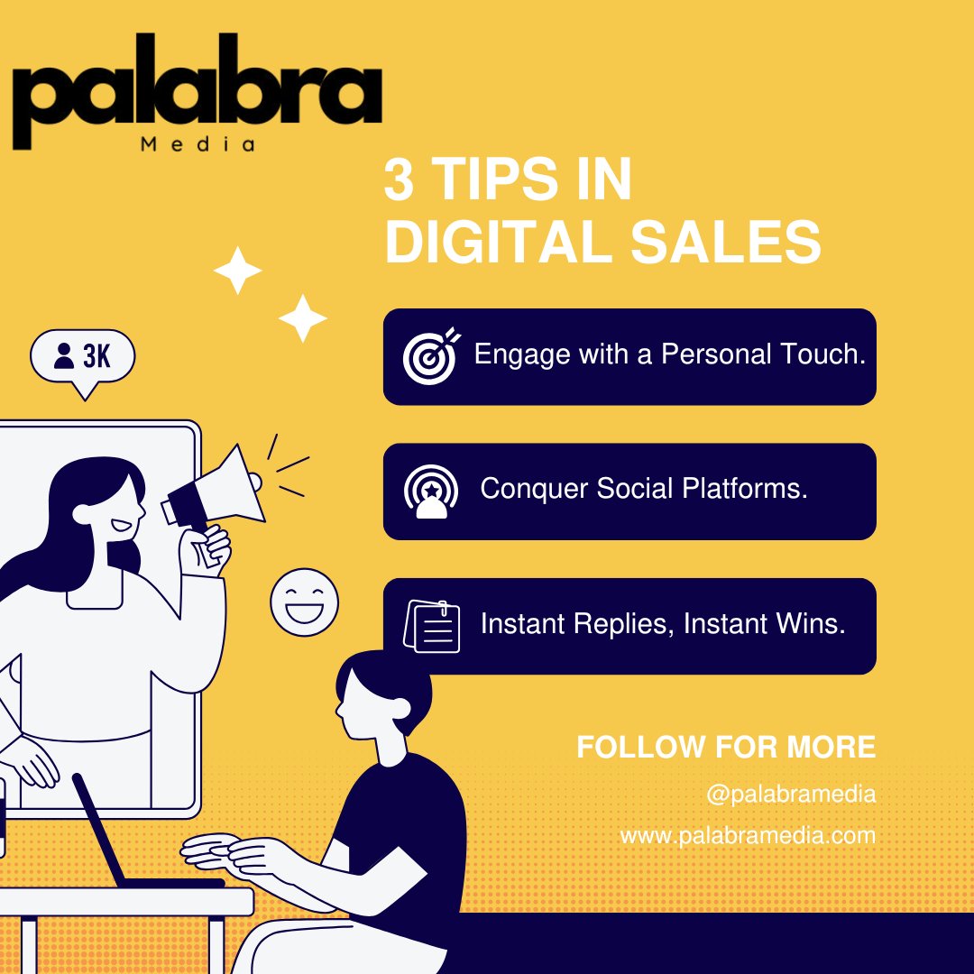 In today’s fast-paced world, staying ahead in sales is everything! Personalize to captivate, conquer social platforms, and act fast for instant wins. ✨ Ready to boost your strategy? Visit palabramedia.com and let’s elevate your sales game together! 🚀 #DigitalSales
