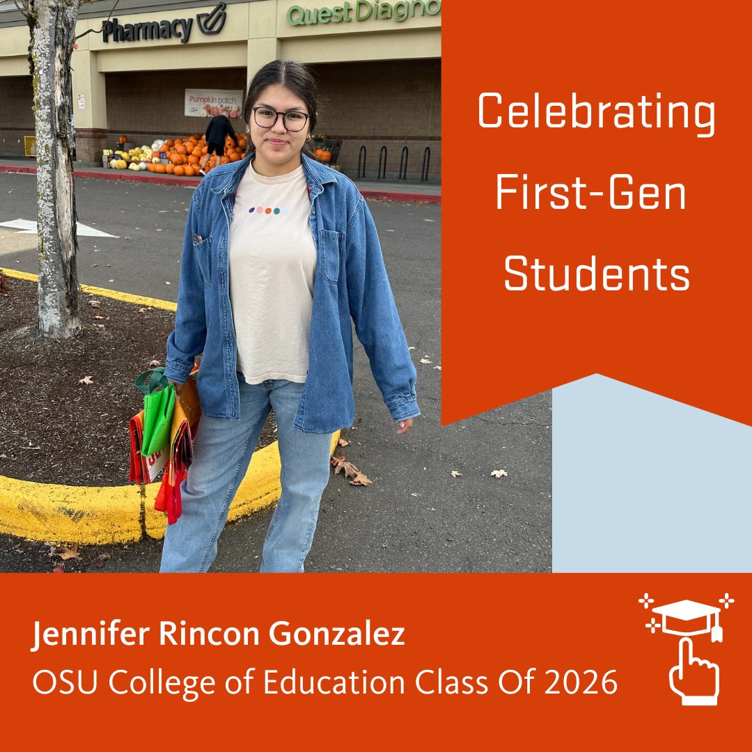 OSU_Education's tweet photo. In honor of First-Generation College Celebration Day, we are spotlighting one of our amazing  CoEd students, Jennifer Rincon Gonzalez! We are so proud of all of our first-gen students ✨

#CeleberateFirstGen #OSUCoEd #PeopleofCoEd https://t.co/hYK8Rk8wd7