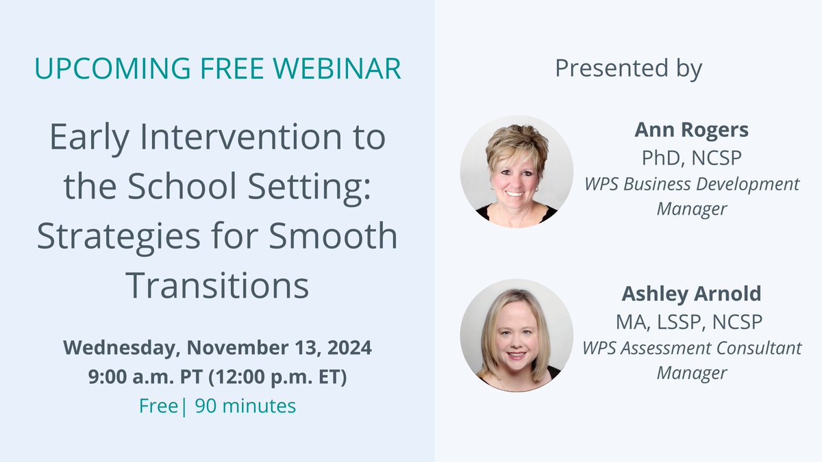 FREE live webinar for early intervention professionals! 💻 Join us next week for Early Intervention to the School Setting: Strategies for Smooth Transitions. &gt;&gt; Register here: bit.ly/3YHyvOW  
#EarlyIntervention #EarlyYears #FreeWebinar #ProfessionalDevelopment