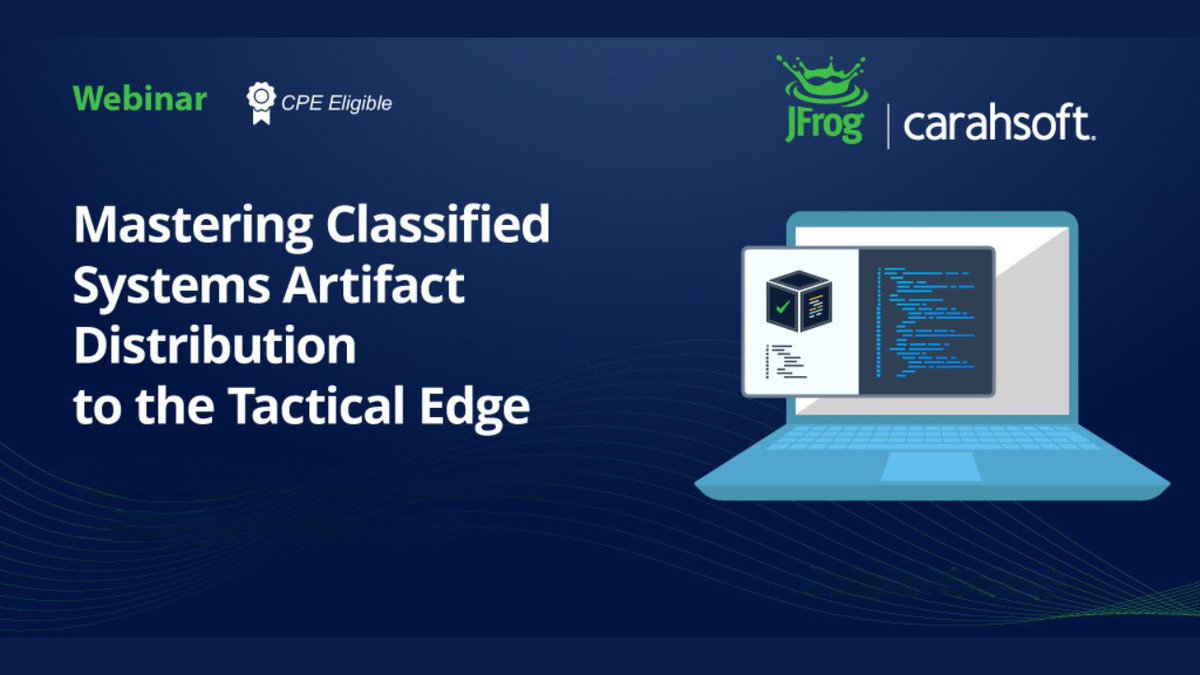 🔐 #Secure critical software updates in air-gapped networks by learning how JFrog &amp; Carahsoft are enabling secure, automated artifact distribution for #PublicSector agencies—even at the tactical edge. 

Watch the session for real-world demos + insights: jfrog.co/4fFgx6W