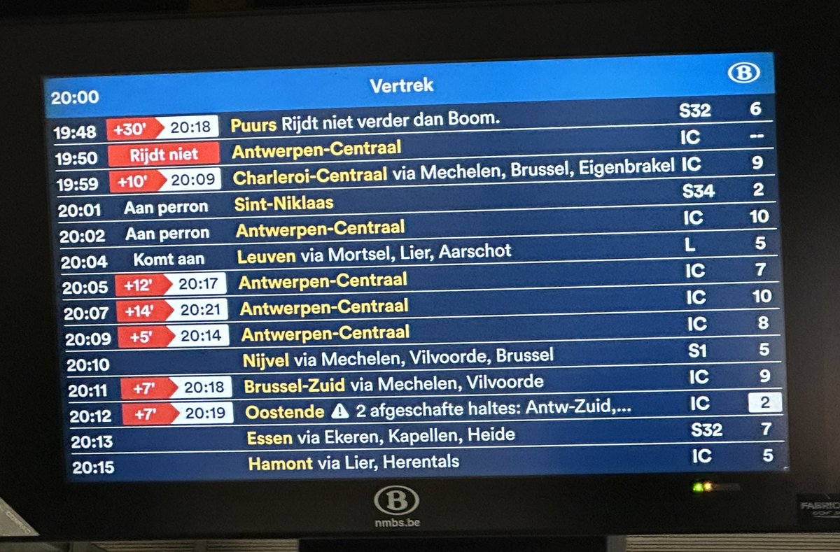 Het is vrijdagavond. 
Zelfs voor de <a href="/NMBS/">NMBS</a>