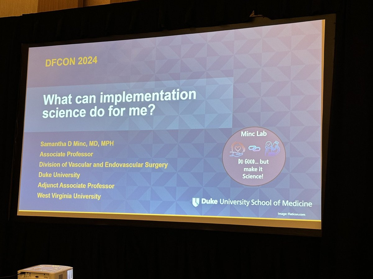 jmills1955's tweet photo. Enlightening talk by @SamanthaMinc at #DFCon24 about implementation science @VascularSVS @ALPSlimb https://t.co/VO8IXdWqh9