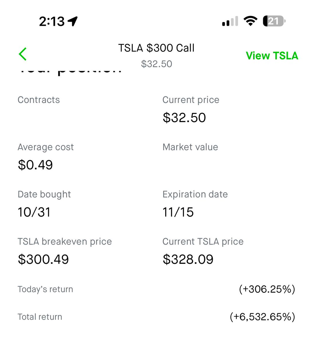 $TSLA when it prints, it prints, goodness! Still got a week on the runners...<a href="/TraderBInstinct/">TBI</a> <a href="/RandomTrade/">Random Trader</a>