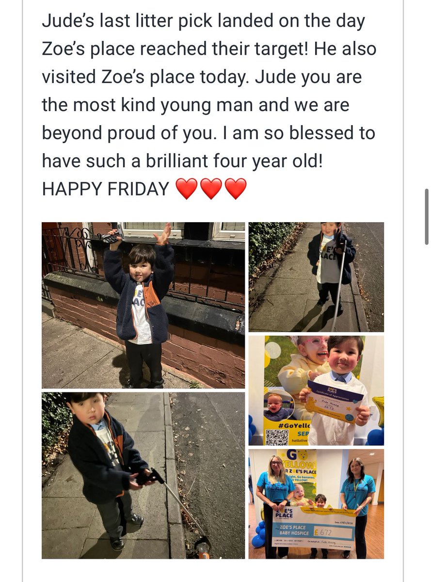 What a super proud mum I am! 14 days of litter picking and my beautiful four year old raised £672! So happy @ZoesPlaceLiv  met their target! <a href="/stmonicasbootle/">stmonicasbootle</a>