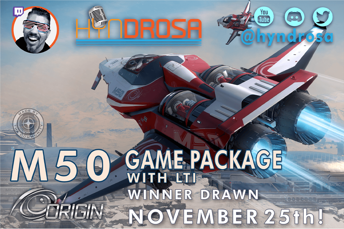 Hyndrosa's tweet photo. We're discussing #StarCitizen's 🥑4.0 & IAE2954 during today's stream. Be sure to join us, as we're also giving away an ORIGIN M50 Game Package w/LTI🚀this month! Tuning in MAXIMIZES your chance of winning! GIVEAWAY ends soon™  

❤️Like
✅Follow
🔁Retweet
🎁Enter to WIN
🔗https://t.co/y0Py0lL3L1

#Giveaway #pcgaming #Space #spacesim #twitch