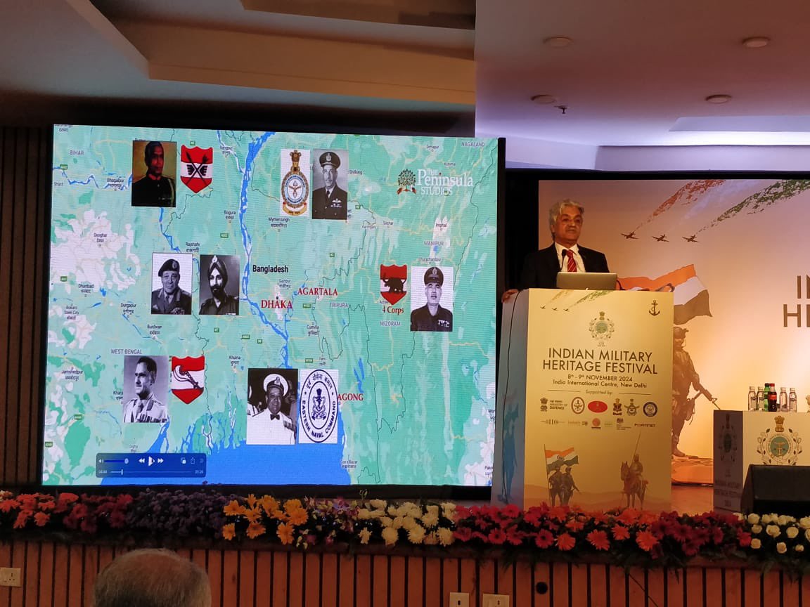 Presenting the story of Liberation of Bangladesh 1971 by #brainstrustindia at #indianmilitaryheritagefestival2024 by <a href="/SubrotoC/">Subroto</a> <a href="/USIofIndia/">United Service Institution of India</a> @MilitaryFest_24 <a href="/IIC_Delhi/">India International Centre(Official Account)</a>