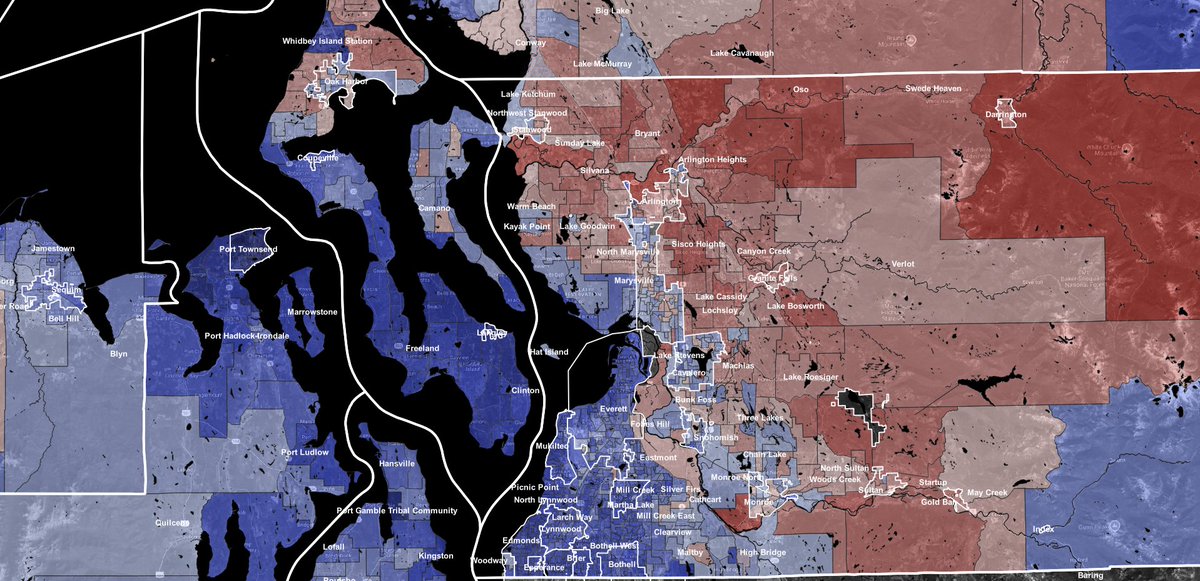 Mapping out the results of Washington's Presidential election! Starting with the South Sound and Snohomish County... (1/x) #waelex