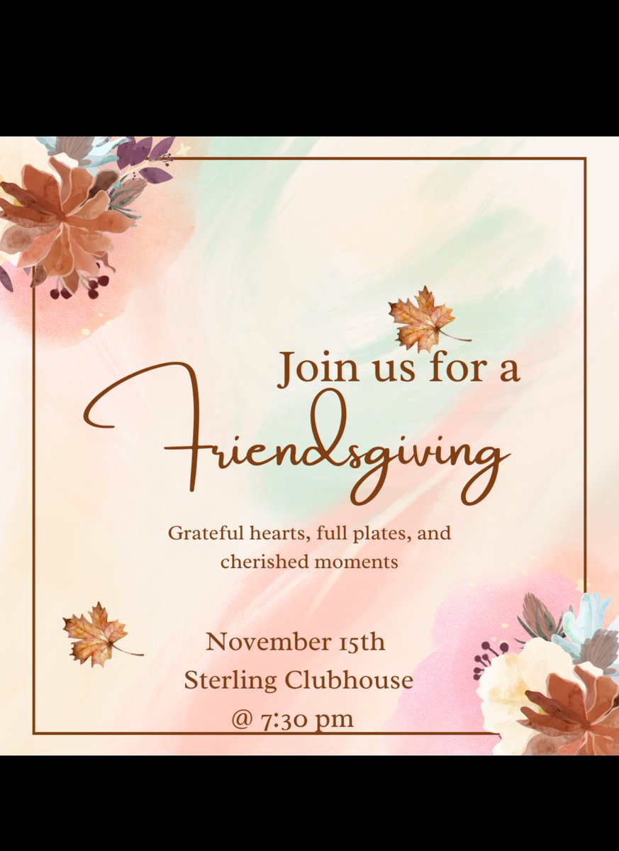 Gobble Gobble 🦃
•
•
•
•

Next week Friday Nov. 15th 

Royalty will be having a Friendsgiving at Sterling!! 
Starts @7:30 
We hope to see you there!! 💛🧡🦃
