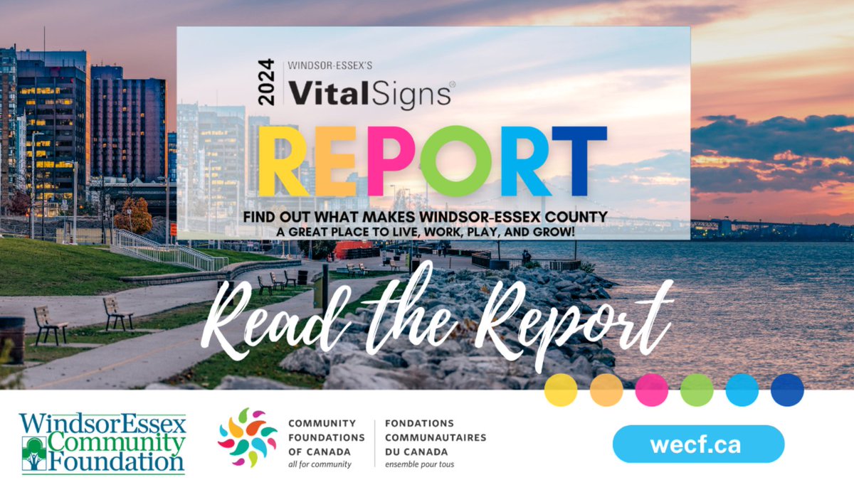 Find out what makes Windsor &amp; Essex County a great place to live, work play and grow! The
WindsorEssex Community Foundation is pleased to share Windsor-Essex’s 2024 Vital Signs® Report
with our community! Visit wecf.ca to read the report online today! #VitalWE