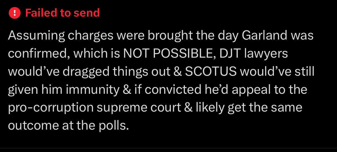 chriswilmoth's tweet photo. AG read my question on Jack a few weeks ago but I still can’t reply to her posts. She’s right that Garland isn’t to blame for this outcome. https://t.co/QMo7Q4nZtz