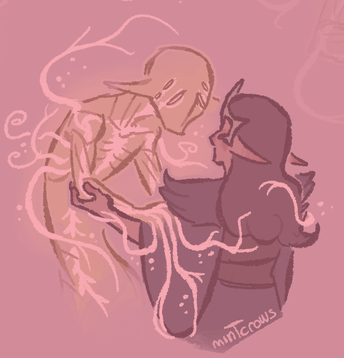 mintcrows's tweet photo. [#veilguardspoilers #dragonage]

(flirting) did it hurt when you fell from your ethereal form and created your flesh with the blood of another sentient creature https://t.co/LsDkkTNrCq