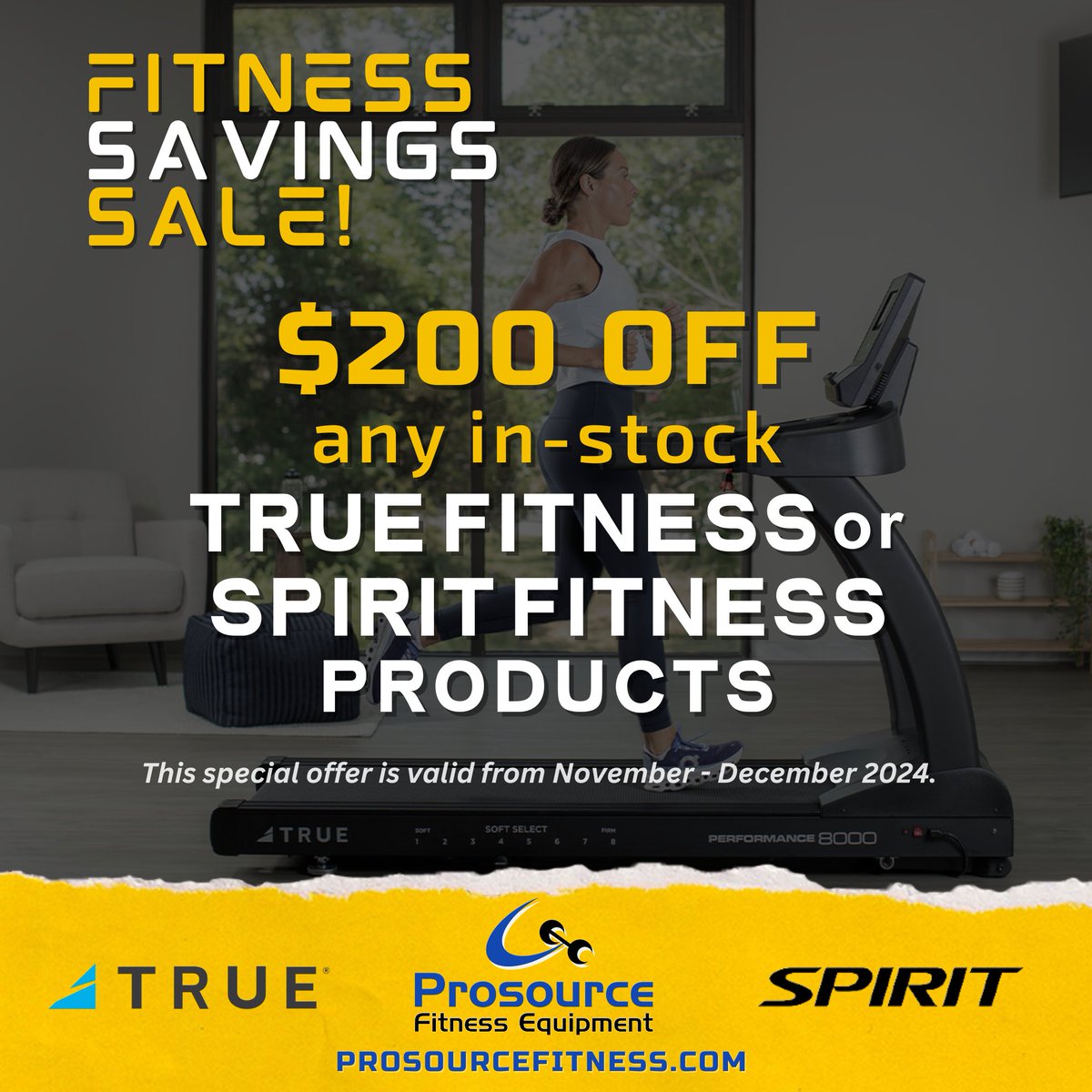 ProsourceFit's tweet image. Savings Alert! Prosource Fitness Equipment is offering $200 off all True and Spirit Fitness products now through December! Get a head start on your New Year's fitness goals with top-quality equipment at an unbeatable price. Hurry, this deal won't last!