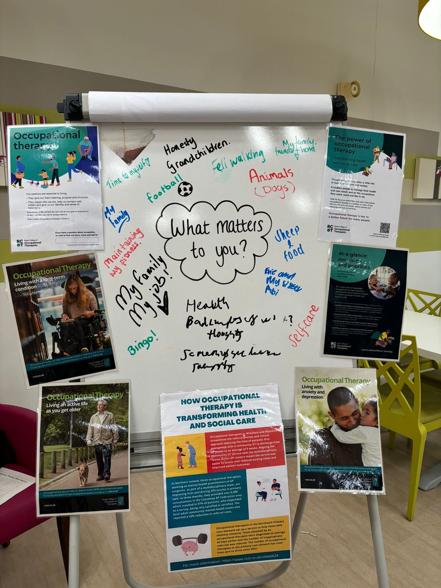 To celebrate #OTWeek2024 <a href="/OTCumbria/">Occupational Therapy at University of Cumbria</a> students who are currently on placement within inpatients, collaboratively planned and lead a stand in the canteen

They spent the morning talking to staff and patients about Occupational Therapy and asking 'what matters to you?'
