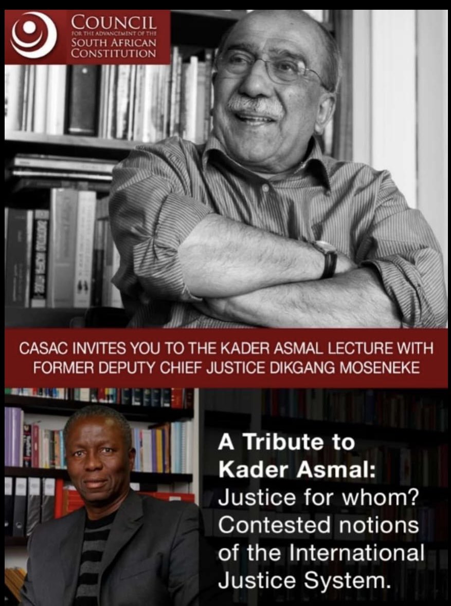 Marking the legacy of an advocate for democracy &amp; social justice <a href="/CASACZA/">CASAC</a>’s Kader Asmal Lecture. His impact endures through his work in human rights law &amp; <a href="/IrlEmbPretoria/">Irish Embassy Pretoria</a>’s Kader Asmal Fellowship which has provided opps for 120+ SAfricans to pursue MA Degrees in Ireland.