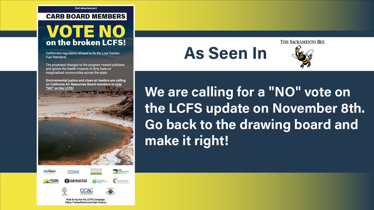 We’re also calling on <a href="/SusanShaheen1/">Susan Shaheen</a> <a href="/GKracov/">Gideon Kracov</a> @SupNoraVargas to VOTE “NO” on the broken #LCFS. Your top priority should be making the transition to pollution-free, electric transportation faster and more affordable. Let’s go back and get it right! fixlcfs.com/last-chance