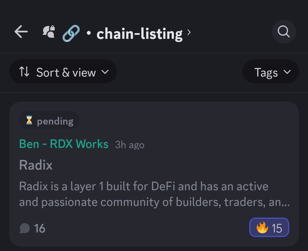 Push Radix integration for dexscreener by:

Join dexscreener discord

discord.com/invite/jBgugmU…

Go to radix chain listing and react/comment 

discord.com/channels/91481…