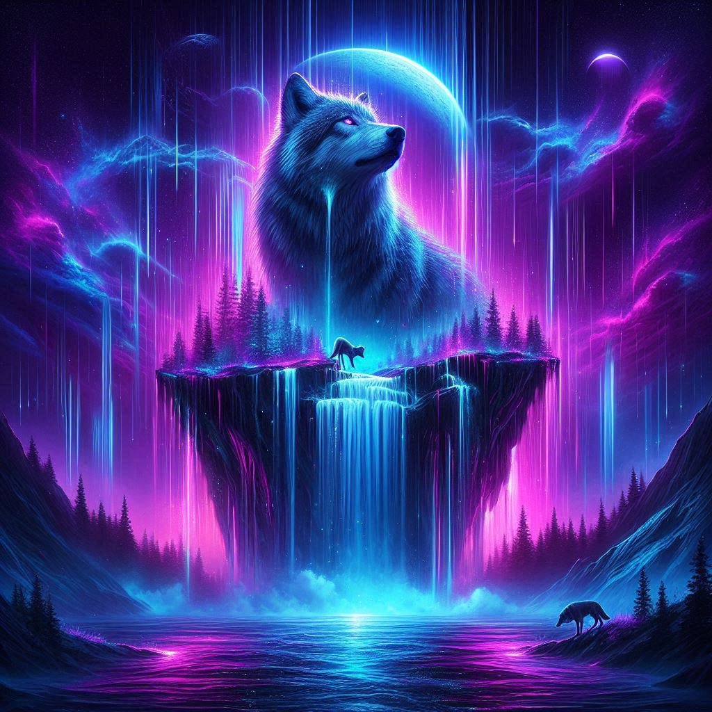 electricluxe's tweet photo. Neon wolf moon #neon #wolf https://t.co/TOxM4kFR9T