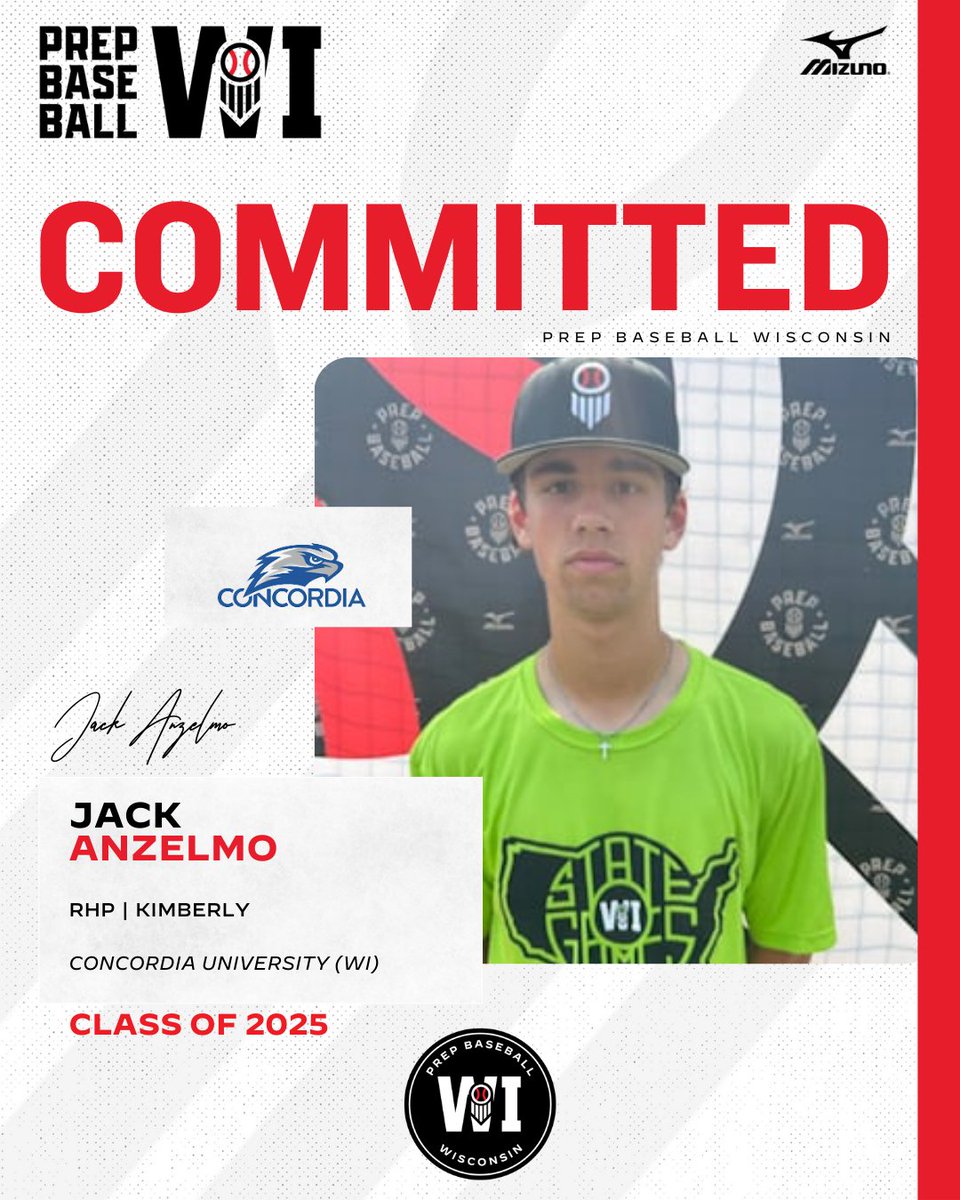 PrepBaseballWI's tweet photo. RHP Jack Anzelmo (Kimberly, 2025) commits to Concordia University (WI).

Anzelmo was a standout at the #WIStateGames prior to his commitment, and is currently ranked No. 93 in the Badger State.

(@CUW_Baseball | @thekimberlybase)

#WIStateGamesCommit

👤: https://t.co/SETqc7NihM https://t.co/4uUsKGbd6r