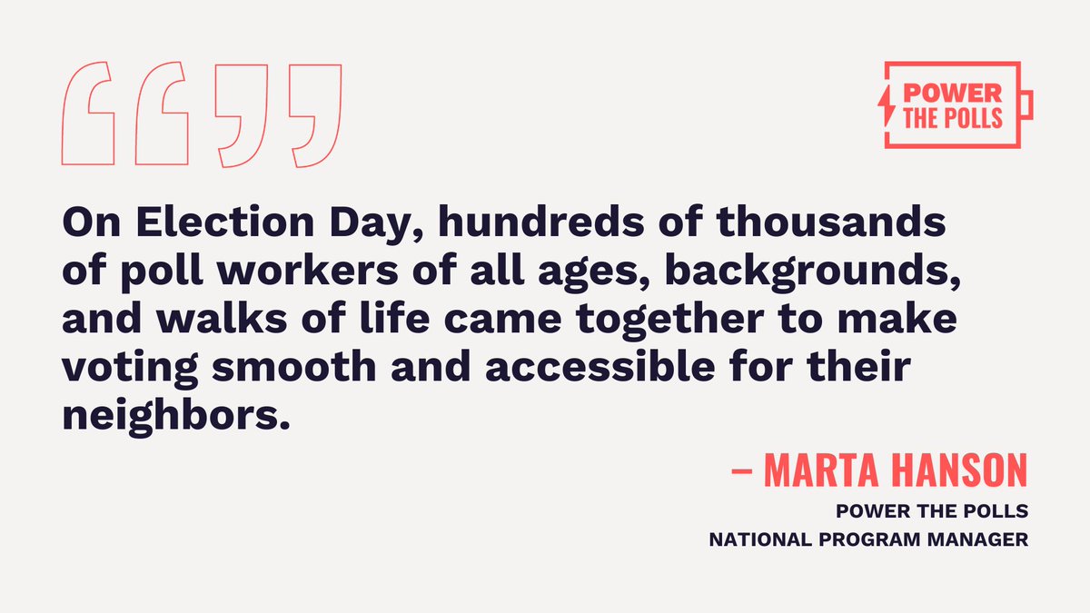 We want to honor and celebrate the hundreds of thousands of poll workers across the country who made this election possible. Thank you for dedicating yourself to ensuring that every voter in your community could make their voices heard throughout early voting and on Election Day!